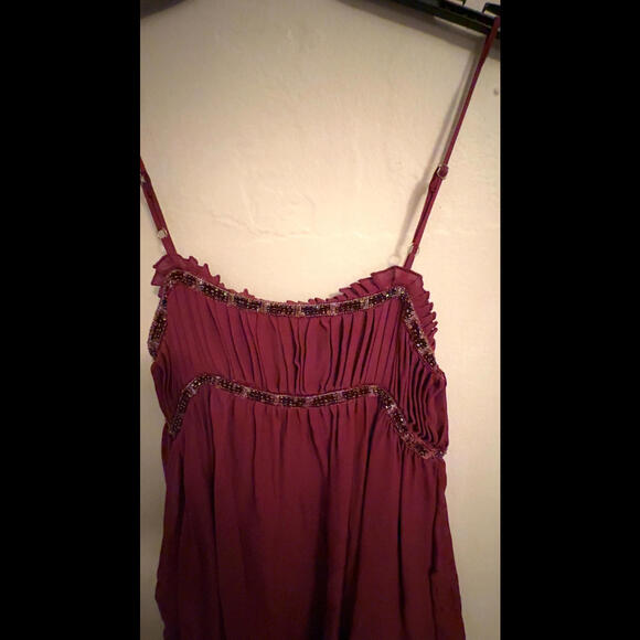 Express Vintage Silk Burgundy Embellished Top XS - Picture 5 of 5